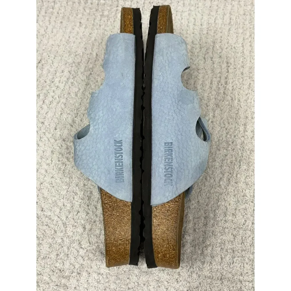 Birkenstock Florida Blue Leather Sandals Narrow Fit Size 8 AS IS #79759